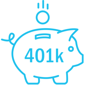 401K piggy bank icon.